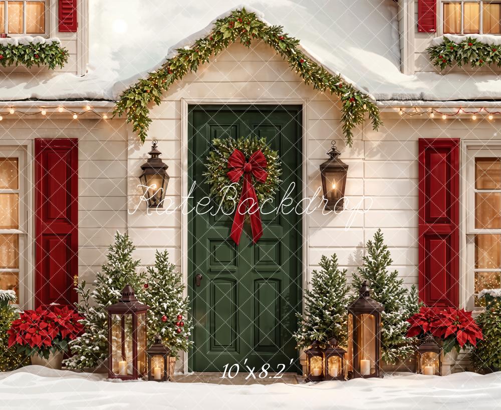 Kate Noël Maison Lanternes Neige Toile de fond en Laine conçue par Emetselch