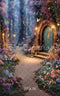 Kate Sweep Mur-à-Sol Forêt Magique Maison Fleurs Toile de fond conçue par Emetselch