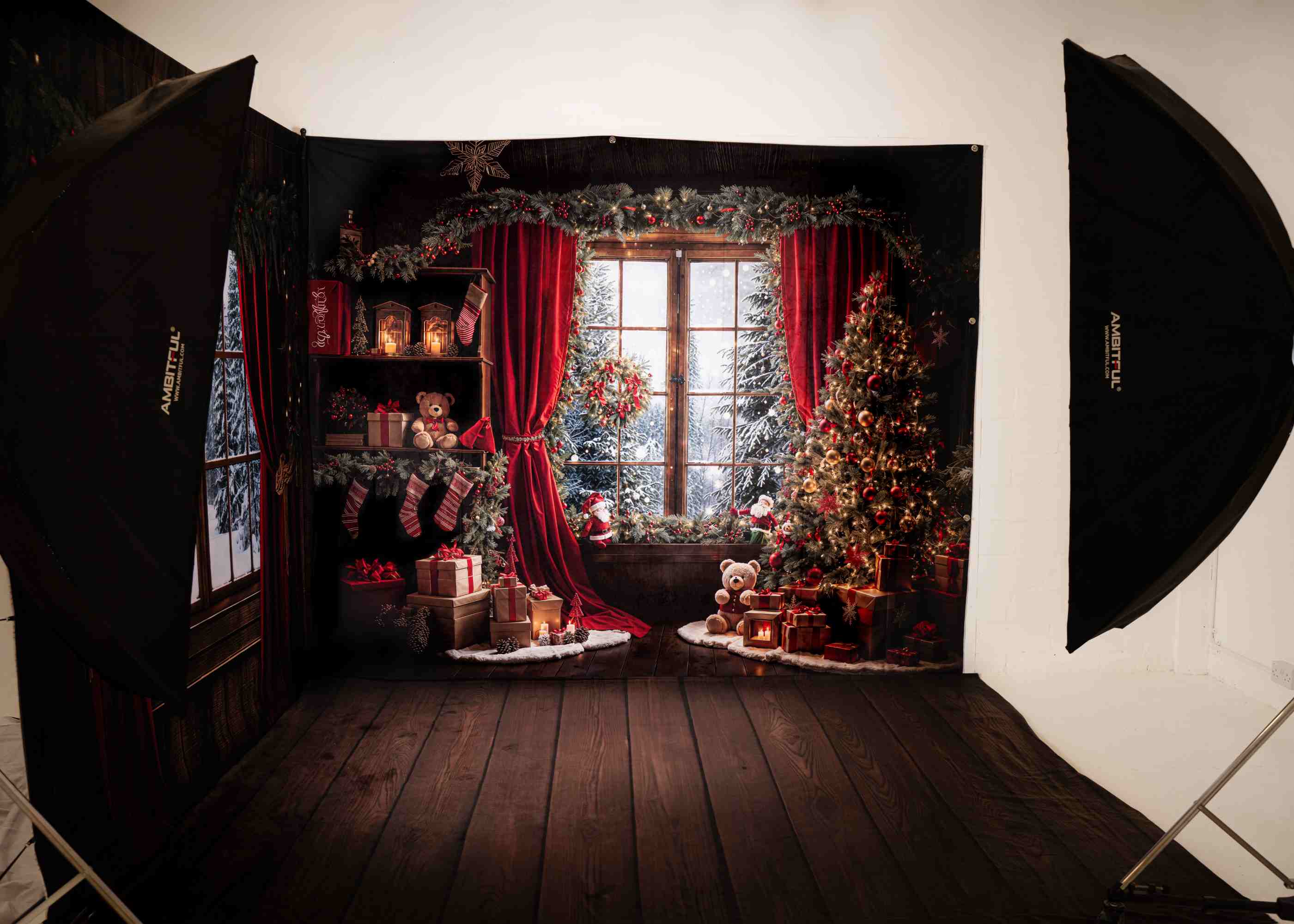 Offres Éclair-Kate Noël Rideau Rouge Fenêtre Cadeaux Ensemble de chambre (8pix8pi&10pix8pi&8pix10pi) - Kate Backdrop FR
