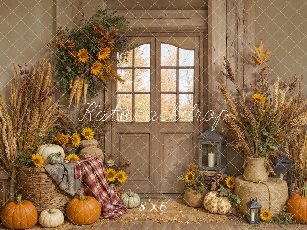 Kate Automne Citrouilles Tournesols Porte Toile de fond conçue par Emetselch - Kate Backdrop FR