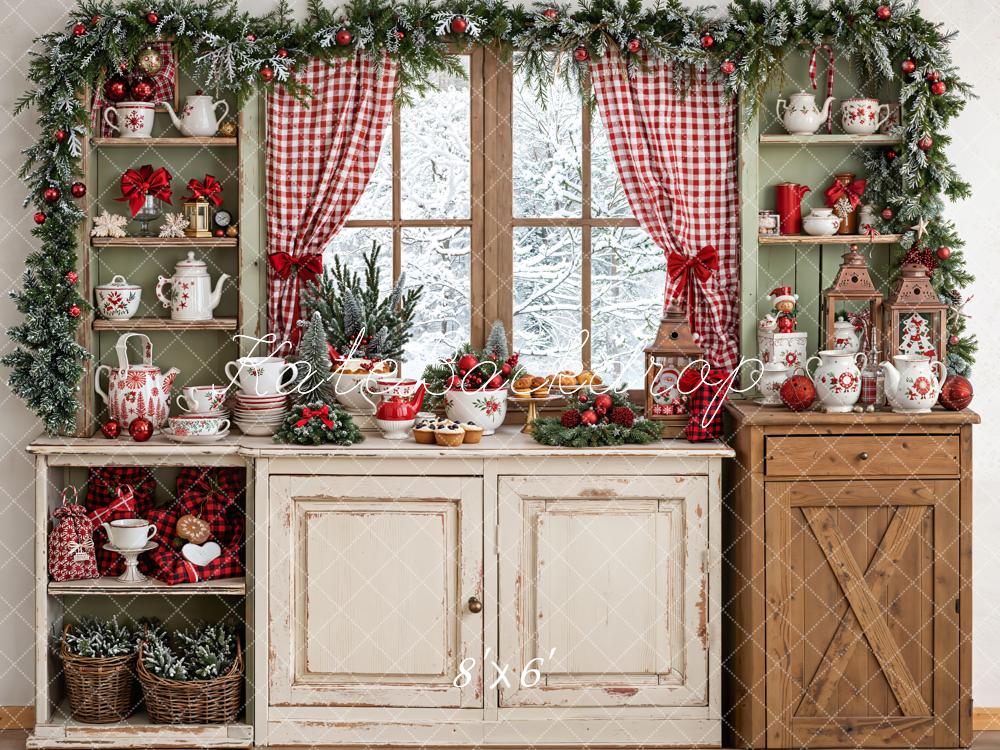 Kate Noël Fenêtre Cuisine Rustique Toile de fond en Laine conçue par Emetselch - Kate Backdrop FR
