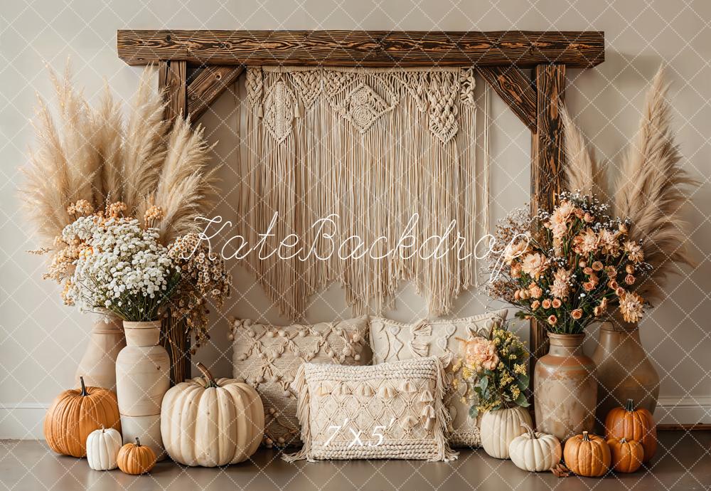 Kate Automne Bohème Citrouilles Macramé  Toile de fond conçue par Emetselch