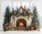 Kate Noël Cheminée Lanternes Sapins Toile de fond en Laine conçue par Emetselch - Kate Backdrop FR