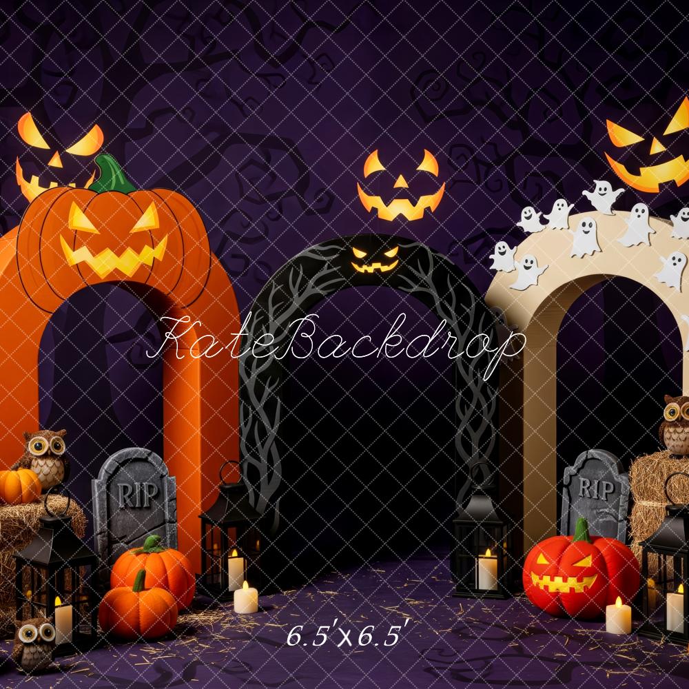 Kate Halloween Citrouille Arches Fantômes Toile de fond conçue par Patty Roberts