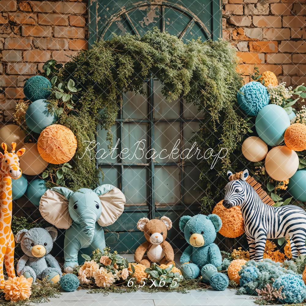 Kate Jungle Animaux Ballons Fleurs Toile de fond conçue par Emetselch - Kate Backdrop FR