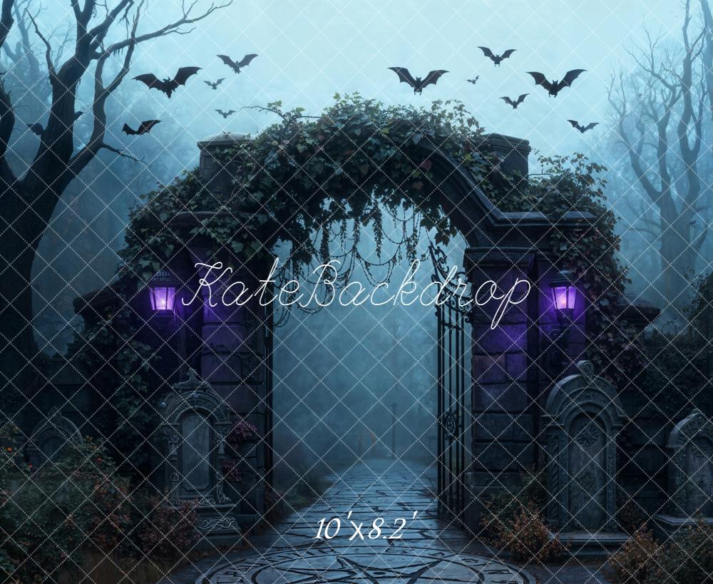 Kate Halloween Portail Chauves-souris Toile de fond en Laine conçue par Emetselch