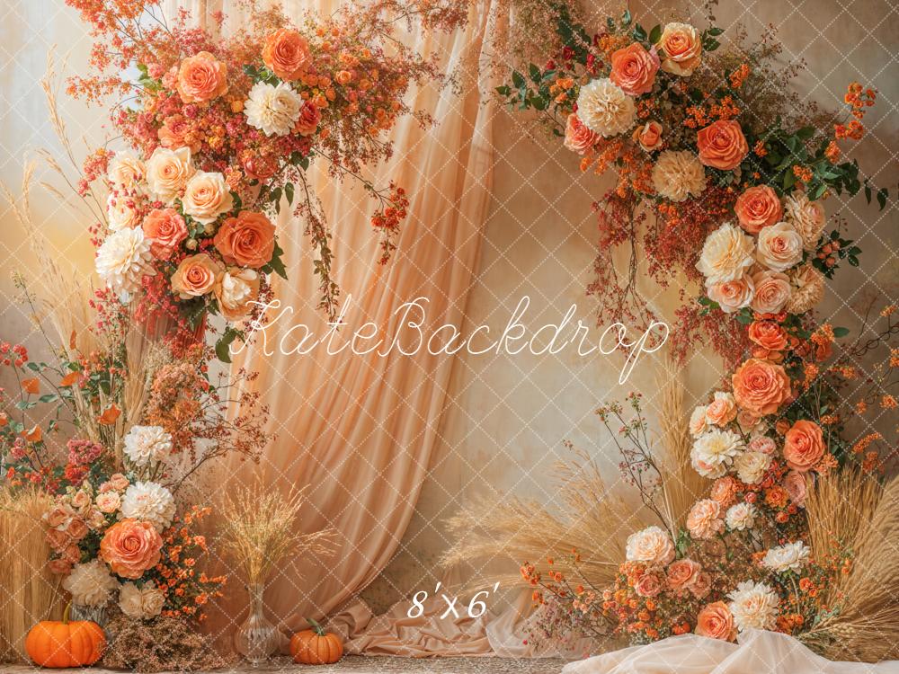 Kate Automne Arche Fleurs Citrouilles Toile de fond conçue par Emetselch - Kate Backdrop FR