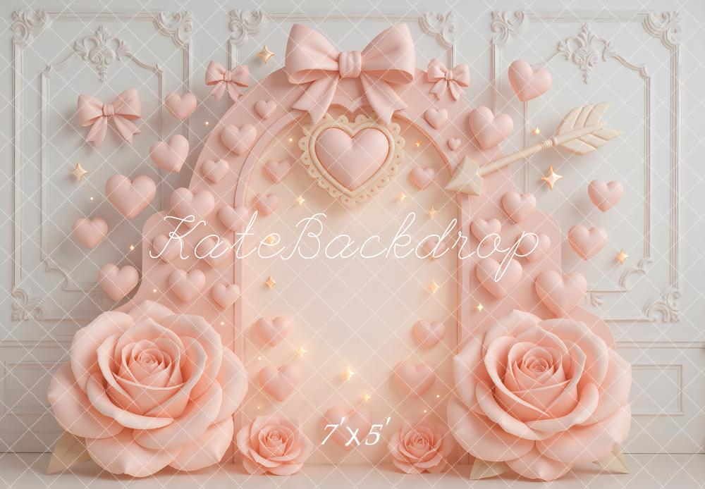 Kate La Saint Valentin Roses Nœuds Cœurs Toile de fond conçue par Mini MakeBelieve