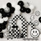 Kate Anniversaire Damier Sourire Noir Blanc Toile de fond conçue par Patty Roberts