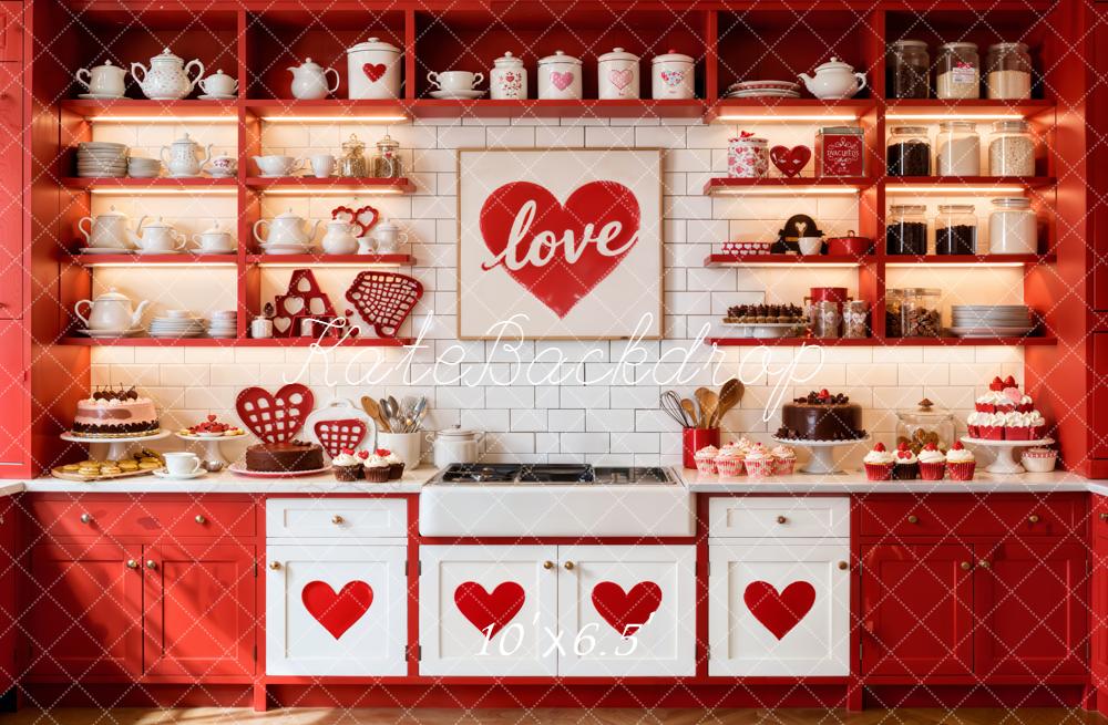 Kate Saint Valentin Cuisine Cœurs Toile de fond en Laine conçue par Emetselch