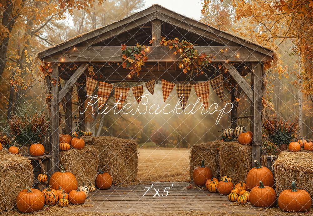 Kate Automne Grange Citrouilles Foin Toile de fond conçue par Emetselch - Kate Backdrop FR