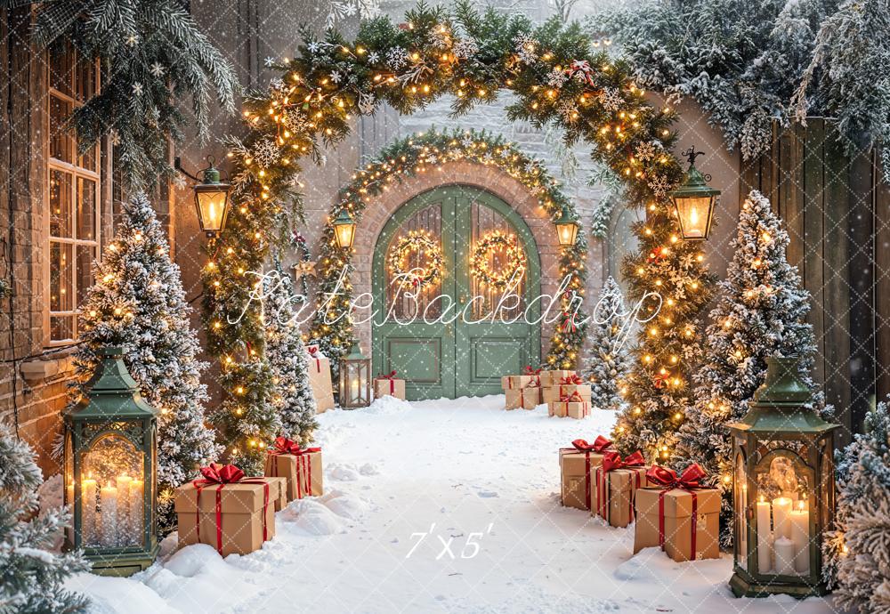 Kate Noël Arche Lumière Sapins Neige Toile de fond conçue par Emetselch