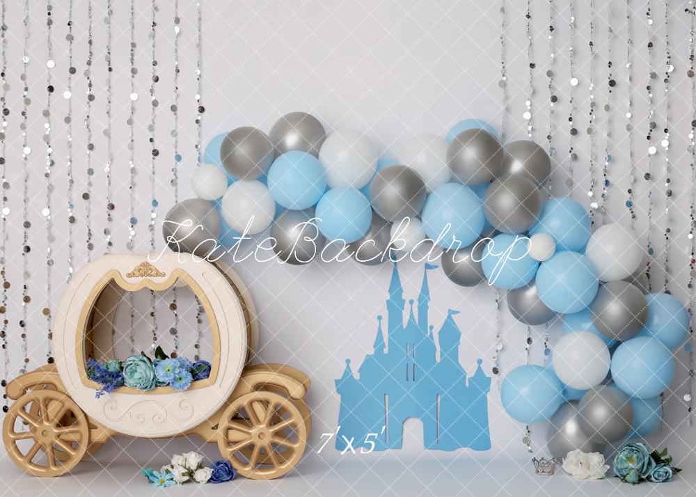 Kate Château Carrosse Arc Ballons Bleu Toile de fond conçue par Melissa King