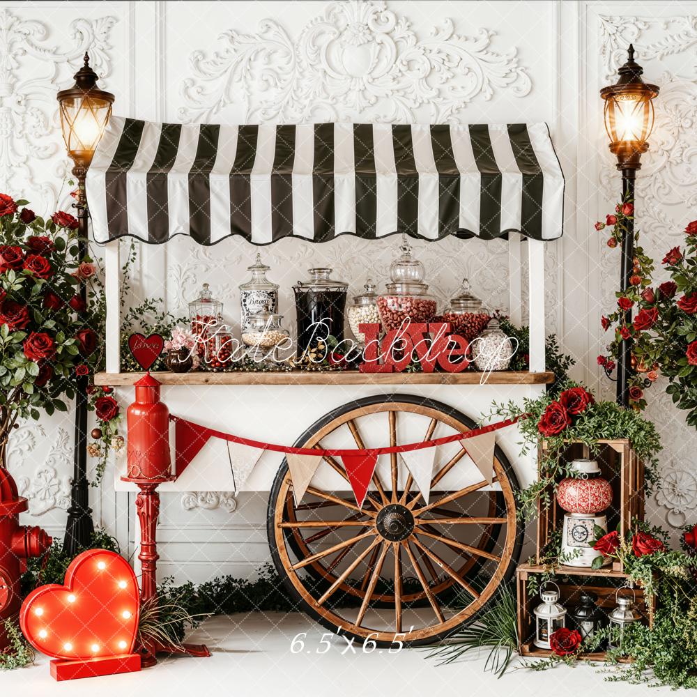 Kate Saint Valentin Chariot Roses Lampadaire Toile de fond conçue par Emetselch - Kate Backdrop FR