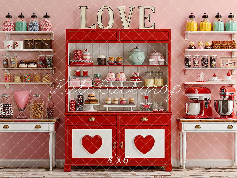 Kate Saint Valentin Cuisine Rouge Toile de fond en Polar conçue par Emetselch - Kate Backdrop FR
