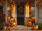 Kate Halloween Citrouilles Feuilles Maison Toile de fond conçue par Emetselch - Kate Backdrop FR