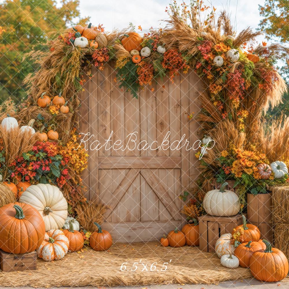 Kate Automne Citrouilles Fleurs Foin Toile de fond conçue par Emetselch - Kate Backdrop FR