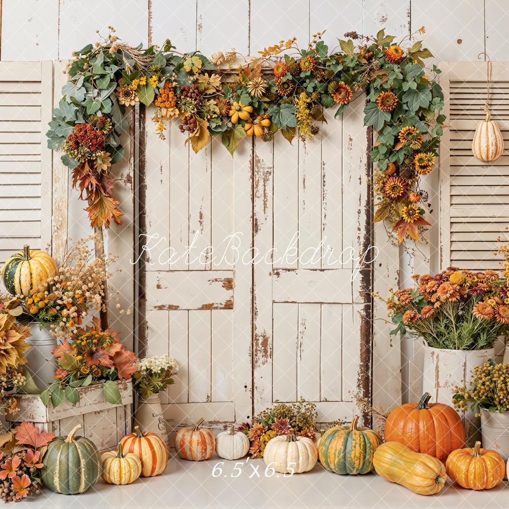 Kate Automne Citrouilles Porte Volets Toile de fond conçue par Emetselch