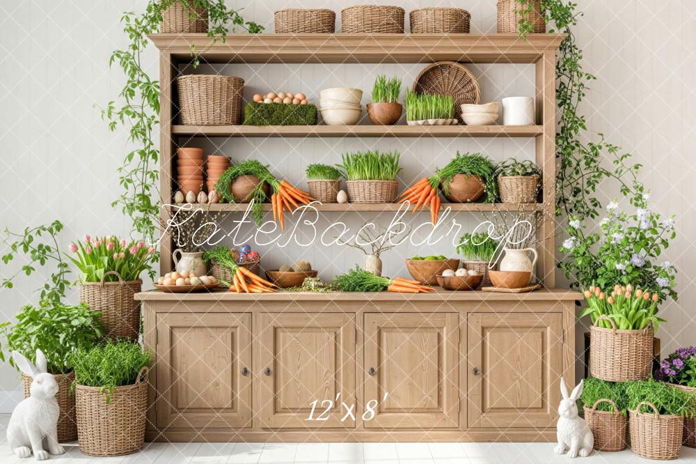 Kate Printemps Lapin Légumes Paniers Toile de fond conçue par Patty Roberts