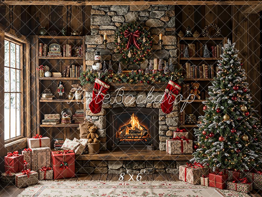 Kate Noël Cheminée Étagère à livres Cadeaux Toile de fond conçue par Emetselch - Kate Backdrop FR