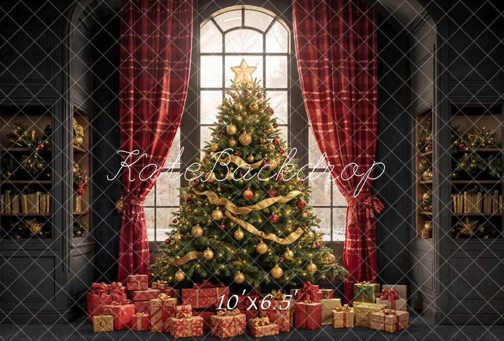 Kate Noël Sapin Cadeaux Fenêtre Toile de fond en Laine conçue par Emetselch - Kate Backdrop FR