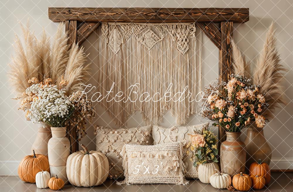 Kate Automne Bohème Citrouilles Macramé  Toile de fond conçue par Emetselch
