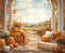 Kate Automne Citrouilles Fleurs Chemin Toile de fond en Laine conçue par Emetselch