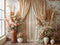 Kate Bohème Beige Rideau Fleurs Brique Toile de fond conçue par Emetselch