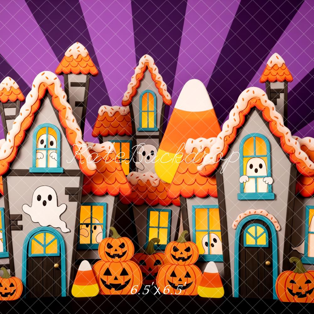 Kate Halloween Maisons Fantômes Citrouilles Toile de fond conçue par Patty Roberts