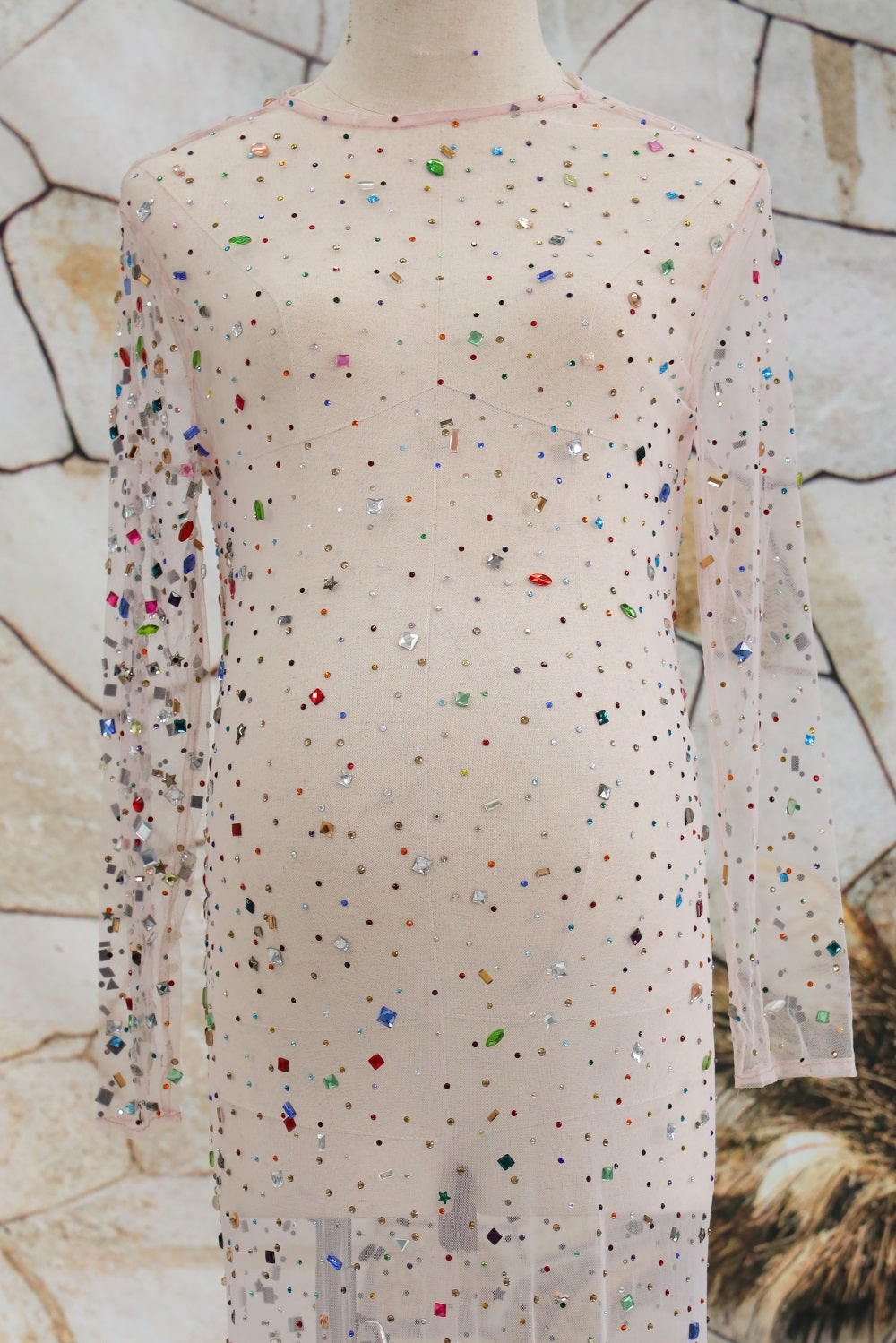 Kate Perles Broderie Maille Longue Robe de Grossesse pour Séance Photo - Kate Backdrop FR