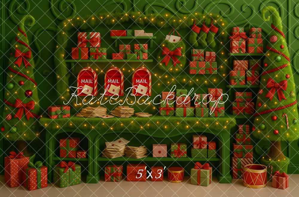 Kate Noël Cadeaux Lettres Sapins Toile de fond conçue par Ashley Paul