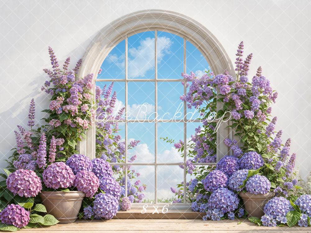 Kate Arche Fenêtre Fleurs Violettes Toile de fond conçue par Emetselch - Kate Backdrop FR