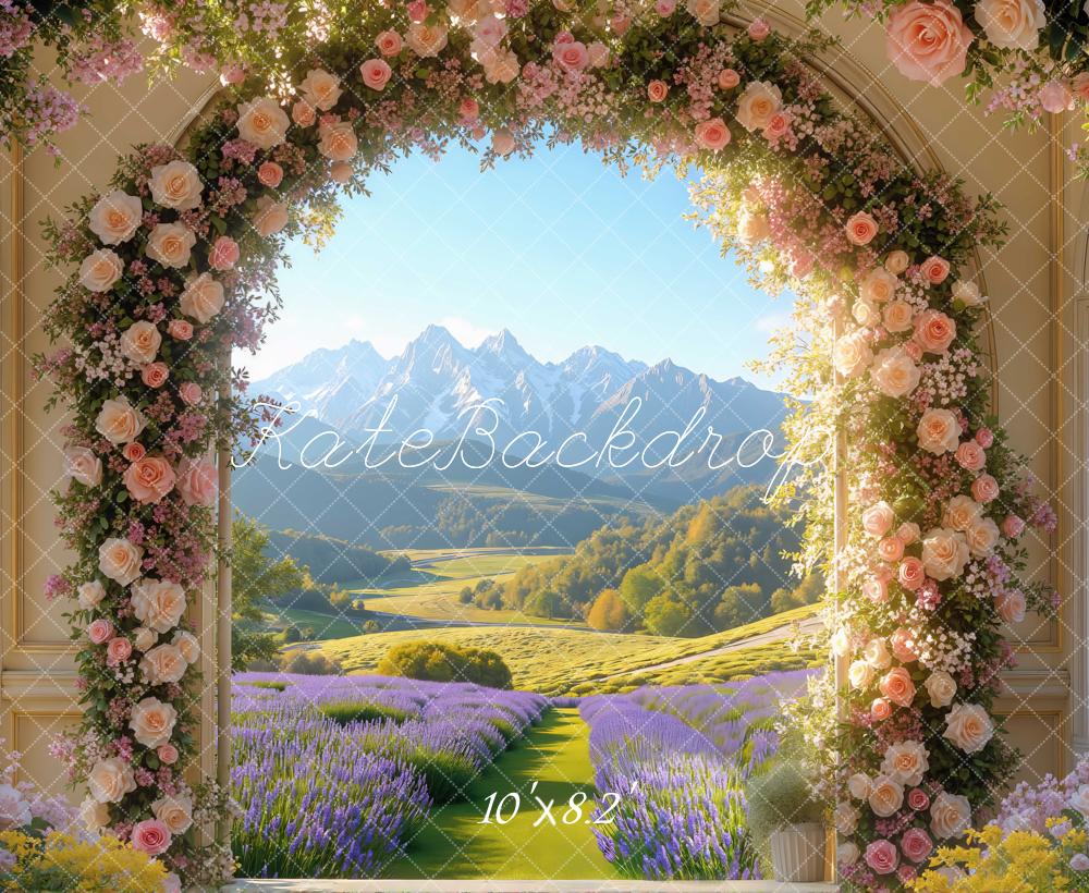 Kate Arc de Fleurs Vue Montagne Toile de fond conçue par Mini MakeBelieve