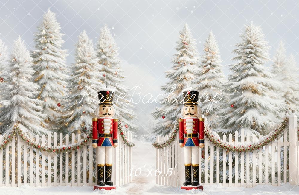 Kate Noël Casse-Noisette Sapins Neige Toile de fond en Laine conçue par Emetselch