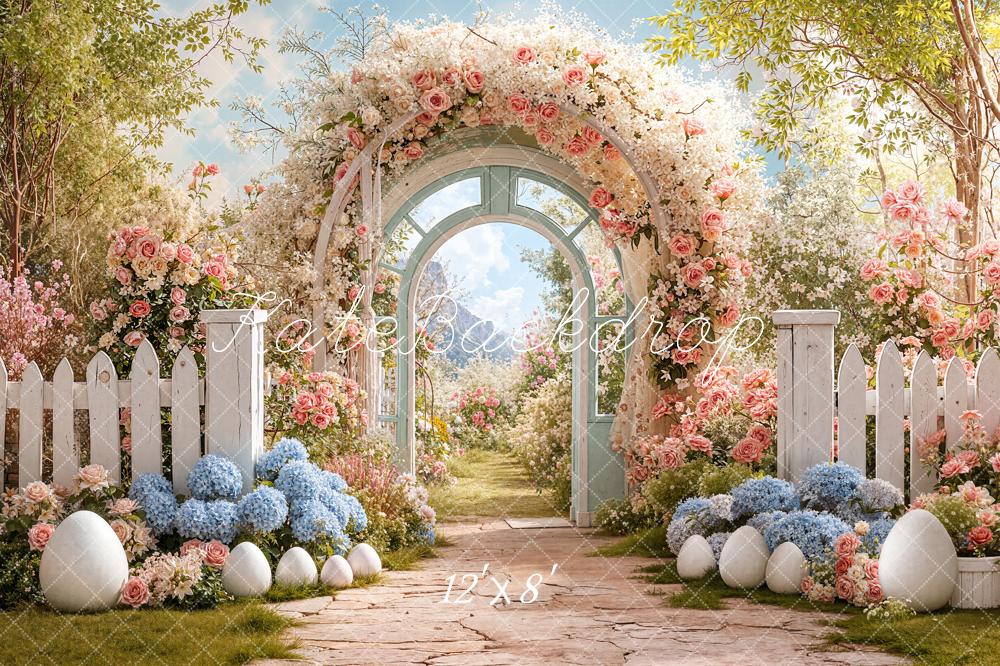 Kate Pâques Fleurs Œufs Arche Jardin Toile de fond conçue par Emetselch