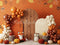 Kate Automne Ballons Renard Hibou Citrouilles Toile de fond conçue par Patty Roberts - Kate Backdrop FR