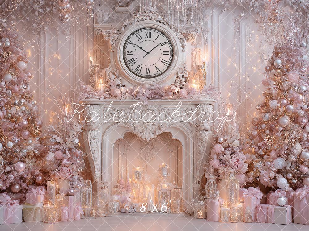 Kate Noël Cheminée Horloge Rose Toile de fond conçue par Ashley Paul