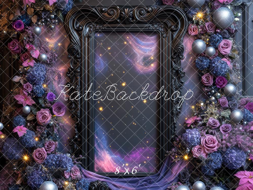 Kate Violet Fleurs Cadre Orné Toile de fond conçue par Mini MakeBelieve - Kate Backdrop FR