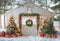 Kate Noël Maison Sapins Neige Toile de fond conçue par Emetselch - Kate Backdrop FR