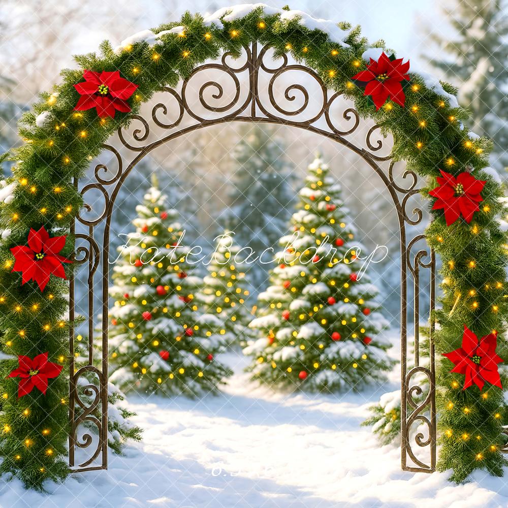 Kate Noël Arche Sapins Neige Toile de fond conçue par Mini MakeBelieve - Kate Backdrop FR