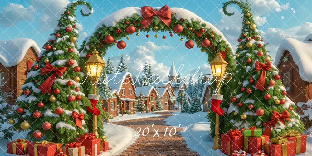 Kate Noël Arche Sapins Cadeaux Toile de fond conçue par Emetselch - Kate Backdrop FR