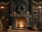 Kate Noël Cheminée Livres Sapin Toile de fond en Laine conçue par Emetselch - Kate Backdrop FR