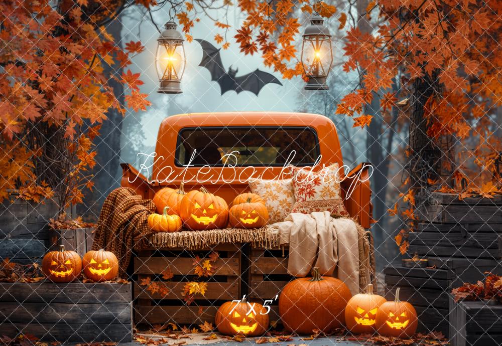 Kate Halloween Camion Citrouilles Feuilles Toile de fond conçue par Emetselch - Kate Backdrop FR