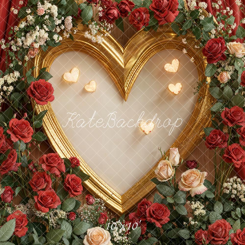 Kate La Saint Valentin Coeur Cadre Roses Toile de fond conçue par Emetselch