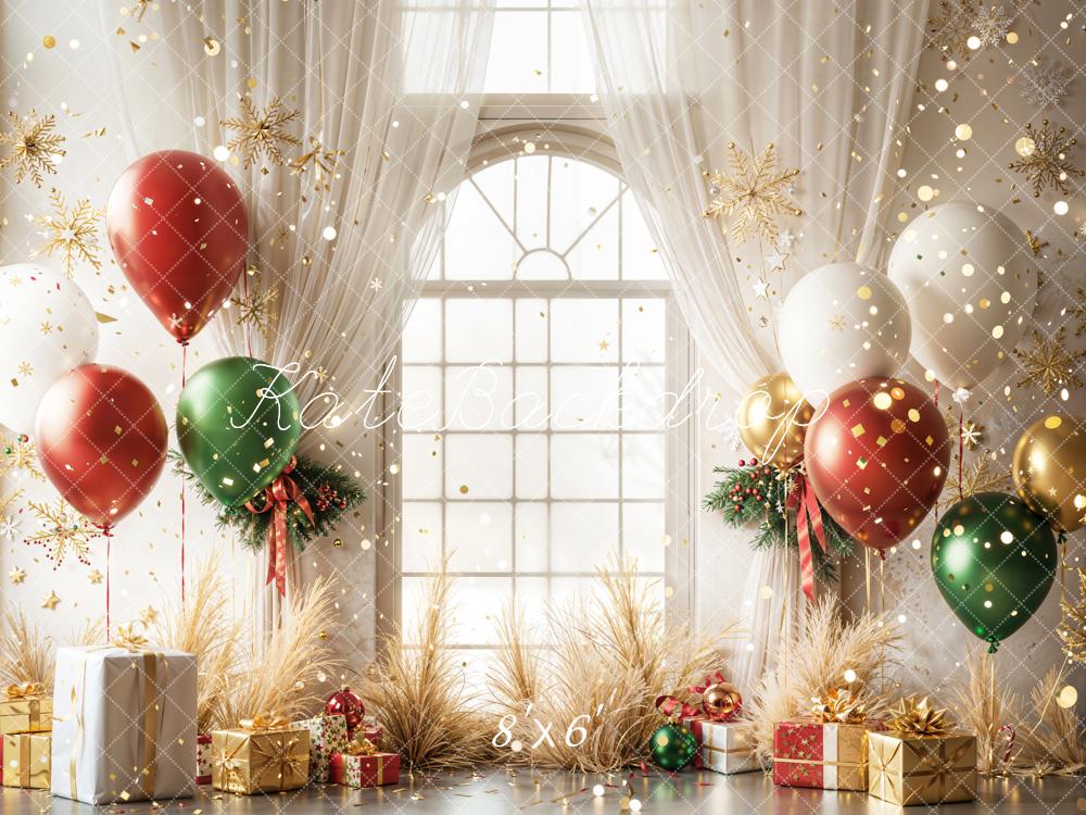 Kate Noël Ballons Cadeaux Doré Toile de fond en Laine conçue par Emetselch - Kate Backdrop FR