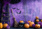 Kate Halloween Citrouilles Balai Chauves-Souris Violet Toile de fond conçue par Patty Roberts - Kate Backdrop FR