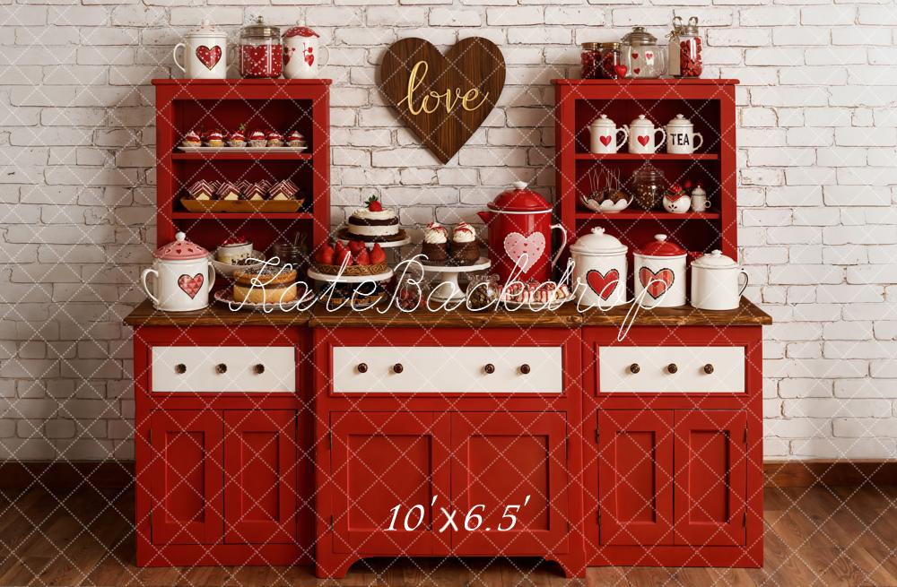 Kate Saint Valentin Cuisine Rouge Desserts Toile de fond en Laine conçue par Emetselch