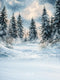 Kate Hiver Forêt Neige Arbres Toile de fond en Laine conçue par Emetselch