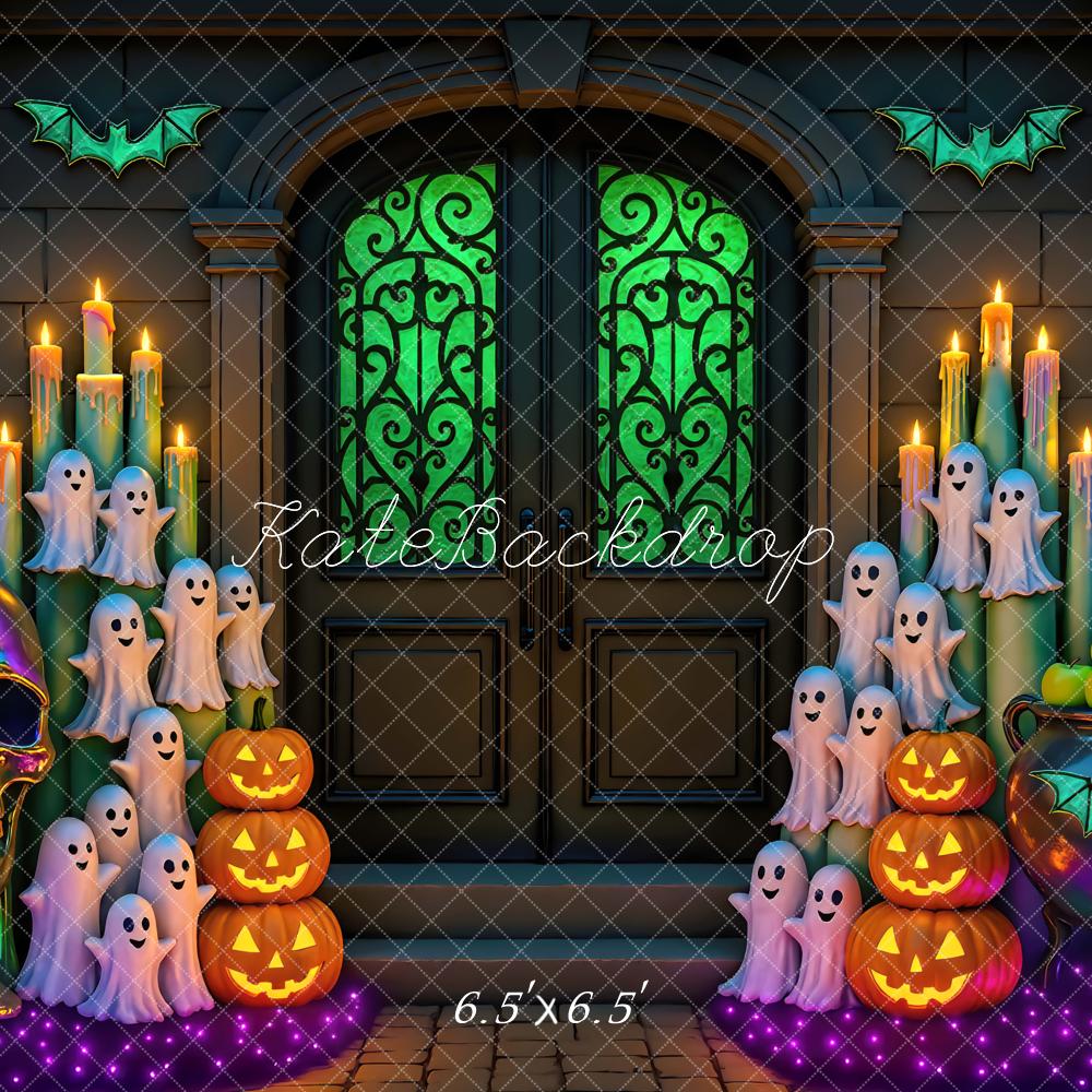 Kate Halloween Fantômes Citrouilles Porte Toile de fond conçue par Mini MakeBelieve