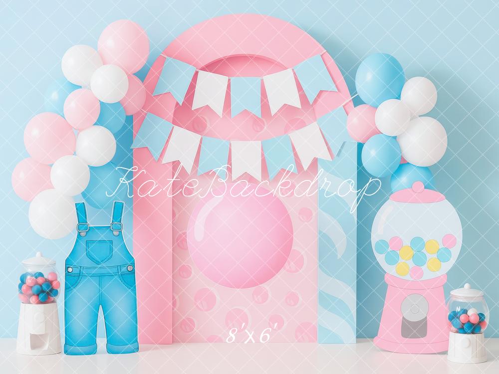 Kate Anniversaire Fête Ballons Bonbons Toile de fond conçue par Mini MakeBelieve - Kate Backdrop FR
